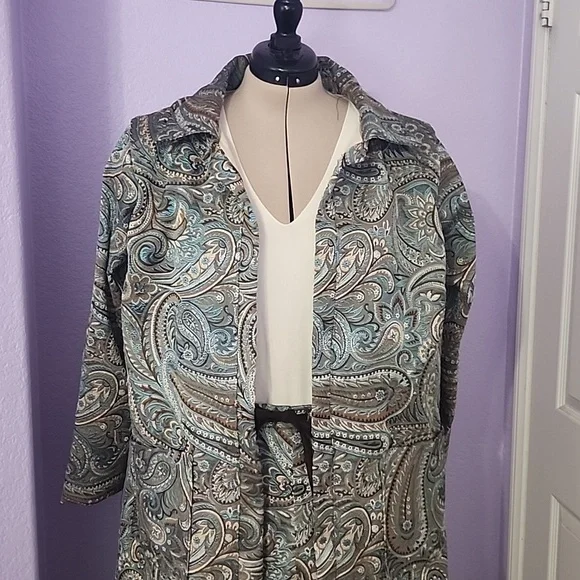 Hand Crafted Sewn Womens Paisley Floral Duster Matching Pants Slacks and Hat